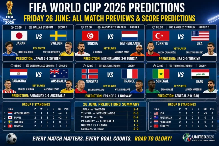 FIFA World Cup 2026 Predictions Friday 26 June