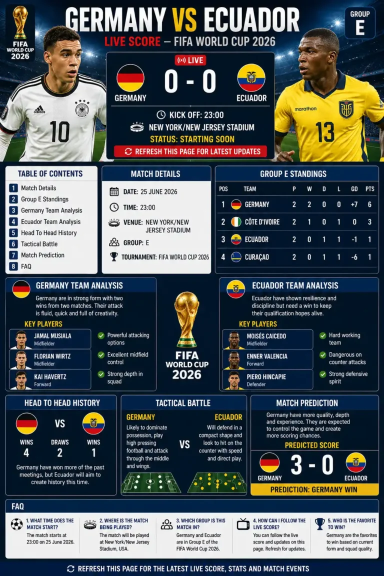 Germany vs Ecuador Predicted Score 