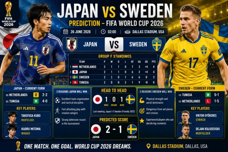 Japan vs Sweden Prediction FIFA World Cup 2026